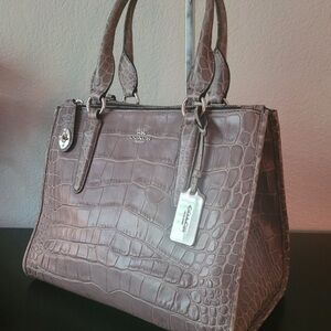 SOLD Coach Crosby Carryall Turn Lock Croc
Embossed Leather